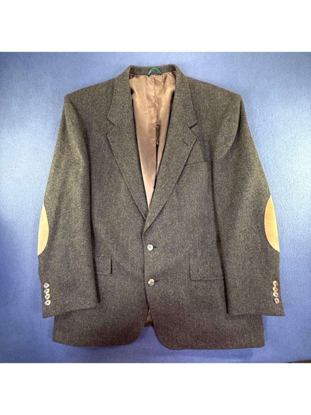 Vtg Austin Reed Men 42R Brown Union Made USA Virgin Wool Elbow Patch Sport Coat